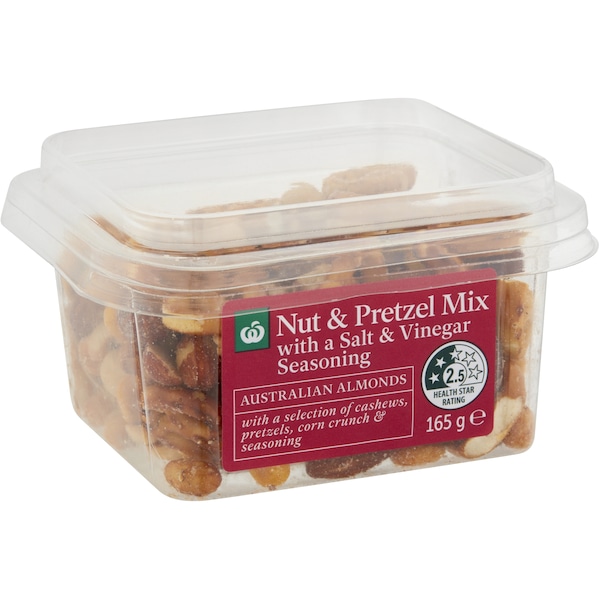 Woolworths Snack Pot Salt & Vinegar Nut & Pretzel Mix 165g