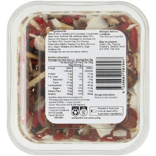 Woolworths Snack Pot Super Berry Nut and Seed Mix 200g bunch