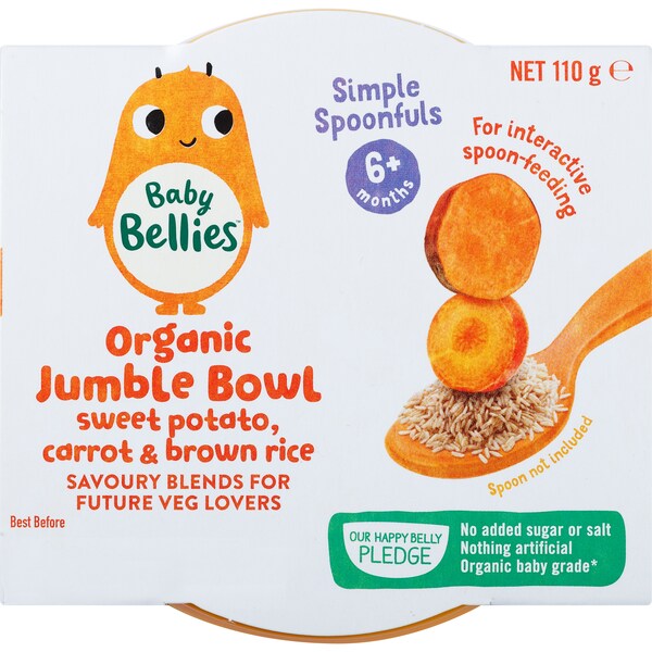 Baby Bellies Jumble Bowl Sweet Potato, Carrot & Brown Rice 110g