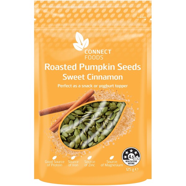 Connect Foods Roasted Pumpkin Seeds Sweet Cinnamon 125g