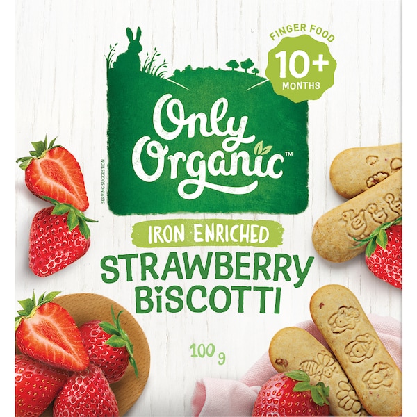 Only Organic Strawberry Biscotti 100g