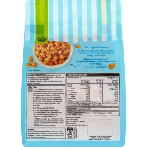 Woolworths Popping Corn Kernels 400g bunch