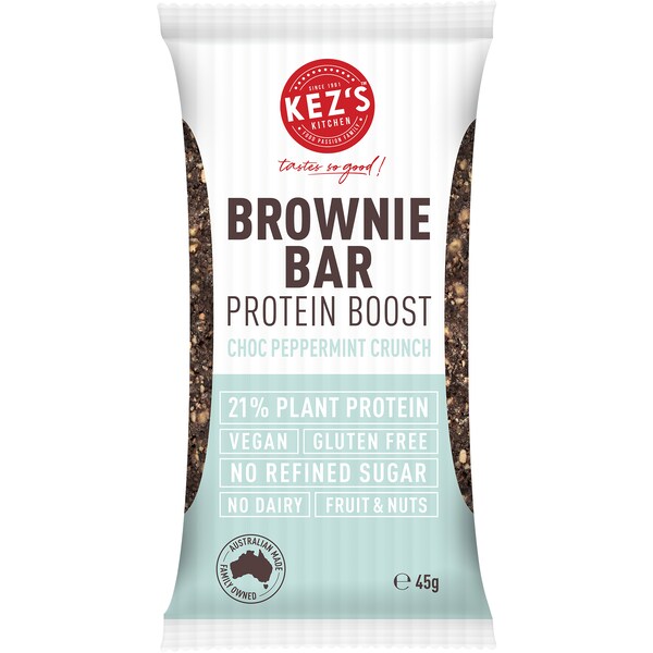 Kez's Kitchen Brownie Bar Protein Boost Choc Peppermint Crunch 45g