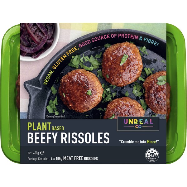 Unreal Co. Plant Based Beefy Rissoles 420g