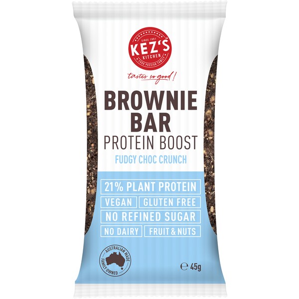 Kez's Kitchen Brownie Bar Protein Boost Fudgy Choc Crunch 45g