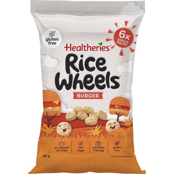 Healtheries Rice Wheels Burger Multipack Gluten Free Lunchbox Snacks 21g x 6 pack