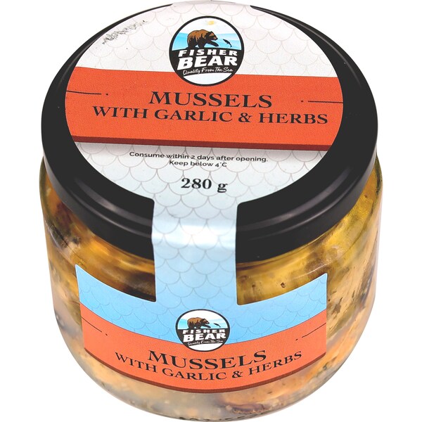 Fisher Bear Mussels With Garlic & Herbs 280g
