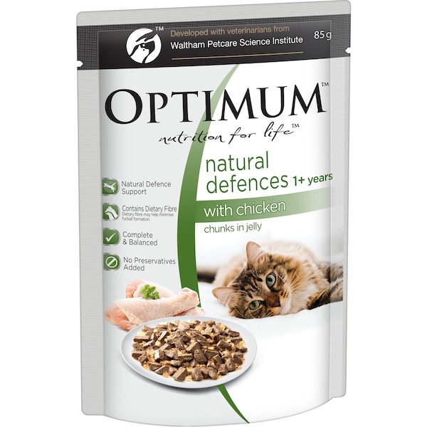 Optimum Natural Defences Chicken In Jelly Adult Wet Cat Food 85g