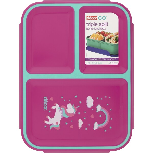 Decor Go Triple Split Bento Box Assorted 1.4l