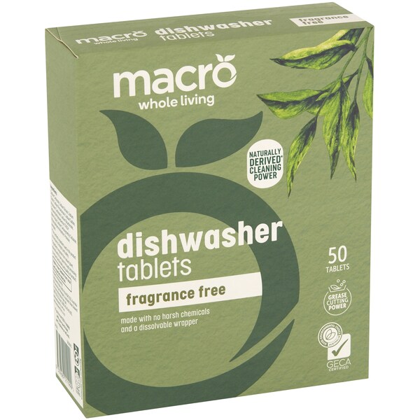 Macro Dishwasher Tablets Fragrance Free 50 Pack