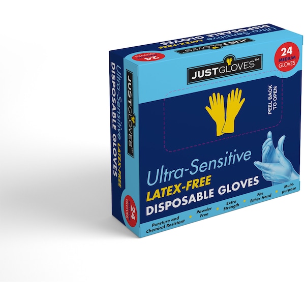 Just Gloves Ultra Sensitive Latex Free Disposable Gloves Medium 24 Pack