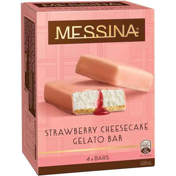 Messina Strawberry Cheesecake Gelato Bar 4 Pack