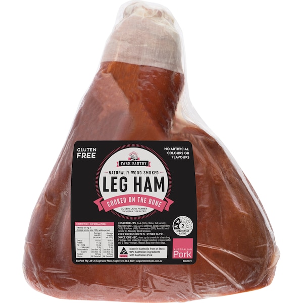 Farm Pantry Naturally Wood Smoked Leg Ham Cooked On The Bone 3.5kg - 5.5kg