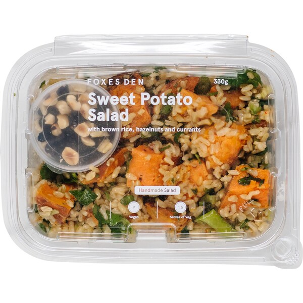 Foxes Den Sweet Potato Salad With Brown Rice Hazelnuts & Currants 330g
