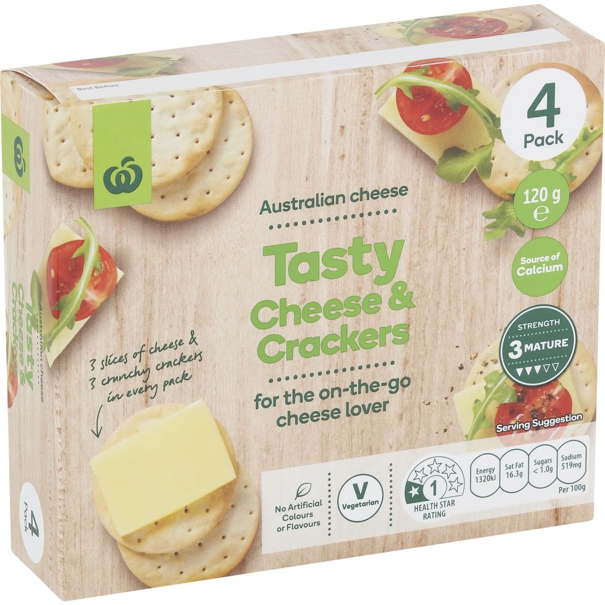Woolworths Tasty Cheese and Crackers 120g bunch