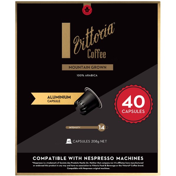 Vittoria Mountain Grown Nespresso Compatible Coffee Capsules 40 pack