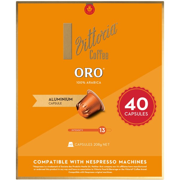 Vittoria Oro Nespresso Compatible Coffee Capsules 40 pack