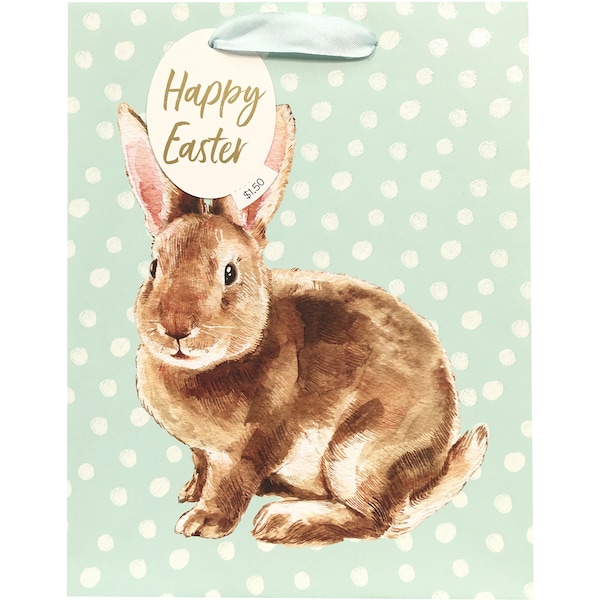 Easter Gift Bag Medium Watercolour Bunny Each