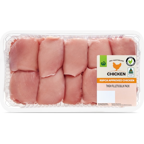Woolworths RSPCA Approved Chicken Thigh Fillets Skinless 1.55kg - 1.7kg