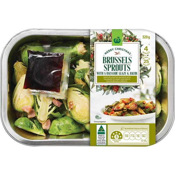 Woolworths Brussels Sprouts With a Balsamic Glaze & Bacon 320g