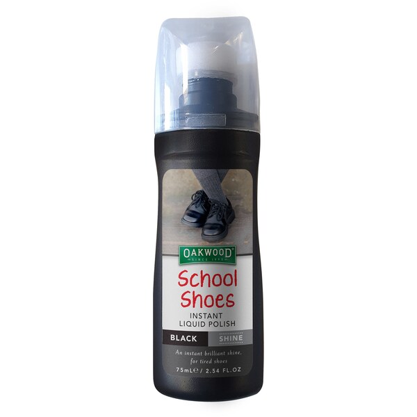 Oakwood School Shoes Instant Liquid Polish Black Shine 75ml