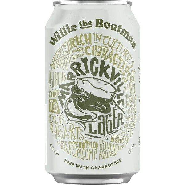 Willie The Boatman Marrickville Lager Can 375mL