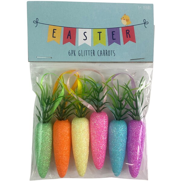 Easter Mini Glitter Carrots 6 Pack
