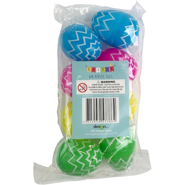 Easter Plastic Eggs Bright 8 Pack
