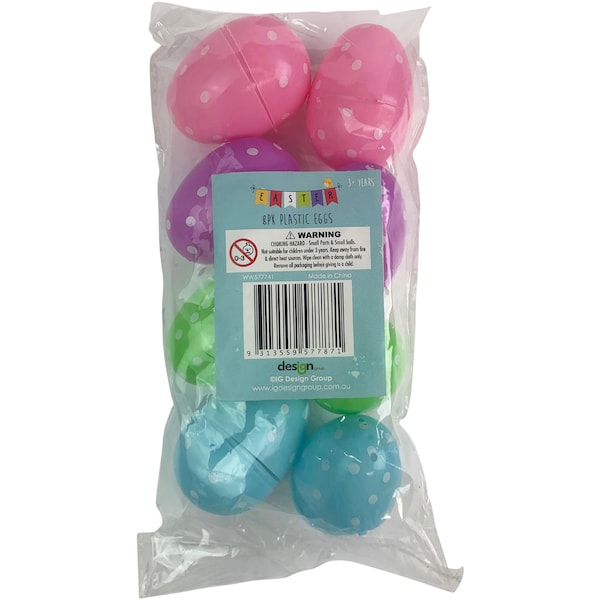 Easter Plastic Eggs Pastel 8 Pack