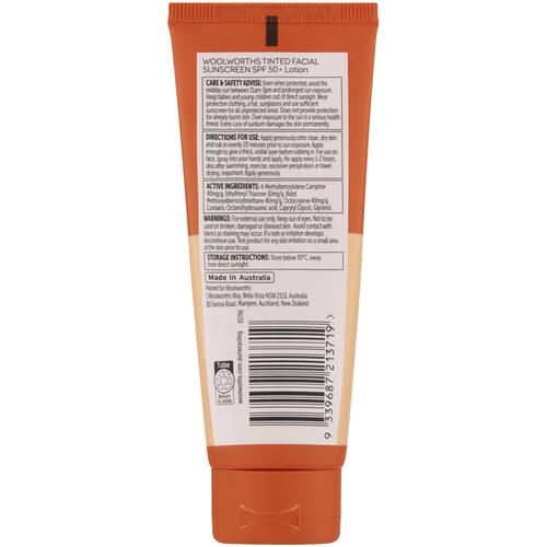 Woolworths Tinted Facial Sunscreen Spf50+ 50ml bunch