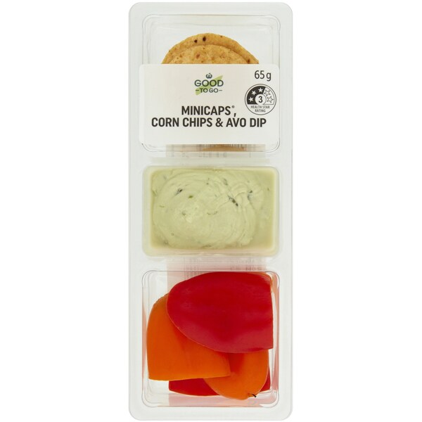Woolworths Good To Go Minicaps, Corn Chips & Avo Dip 65g