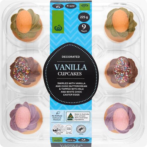 Woolworths Decorated Vanilla Easter Cupcakes 9 Pack bunch