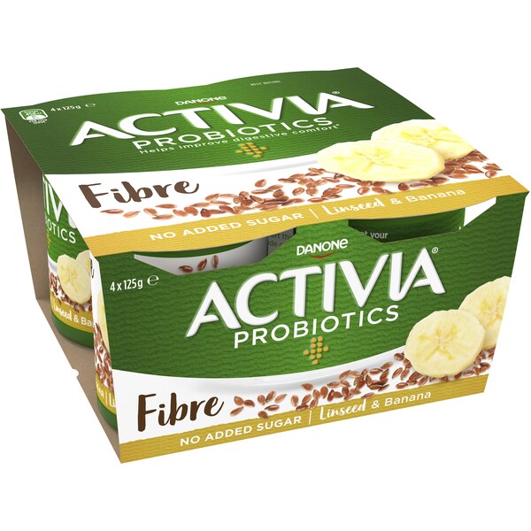 Activia Breakfast Probiotic Yoghurt Banana & Linseed 4 Pack