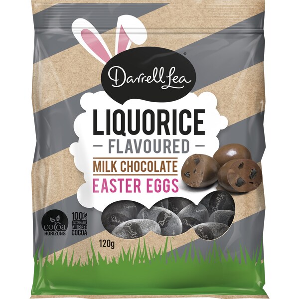 Darrell Lea Liquorice Flavoured Milk Chocolate Easter Egg Bag 120g