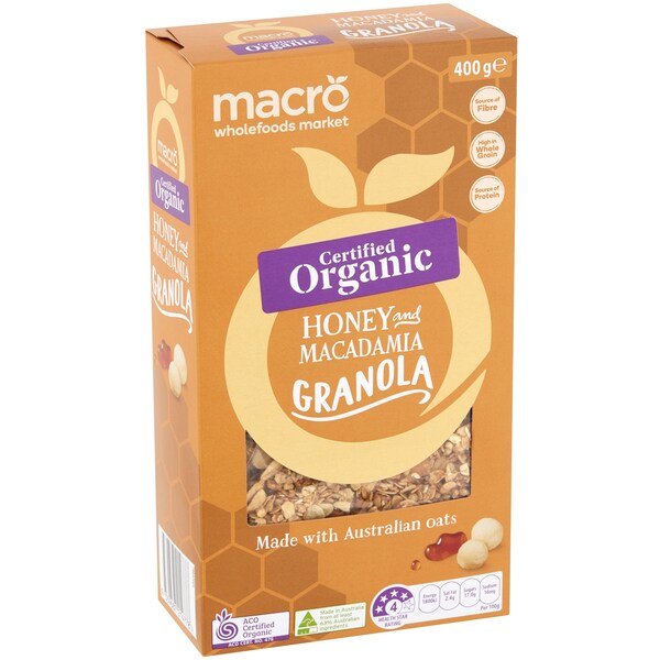 Macro Organic Honey Macadamia Granola 400g