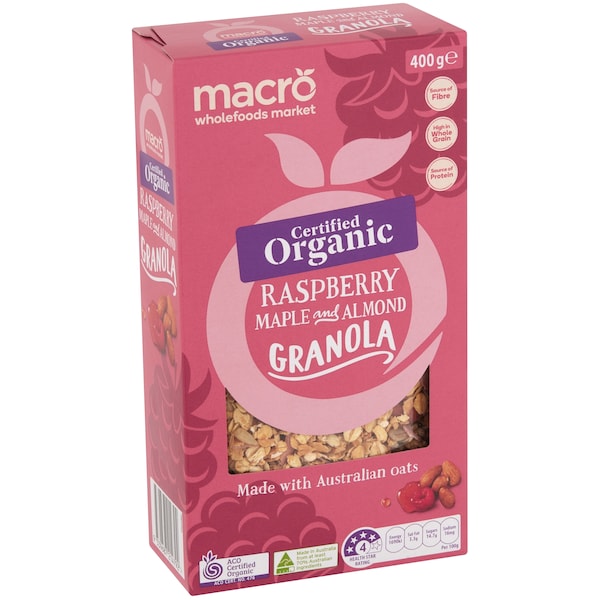 Macro Organic Raspberry Maple & Almond Granola 400g