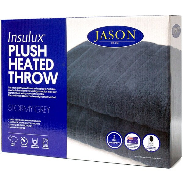 Jason Insulux Plush Heated Throw Grey each