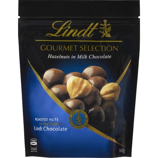 Lindt Gourmet Selection Hazelnuts In Milk Chocolate 160g