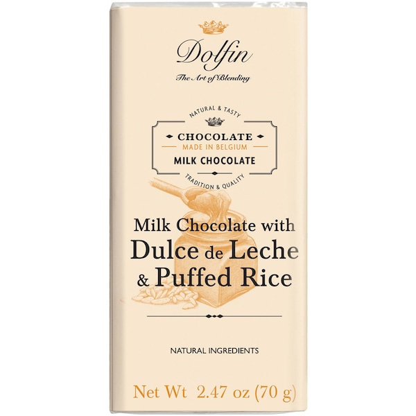 Dolfin Milk Chocolate With Dulce De Leche & Puffed Rice 70g