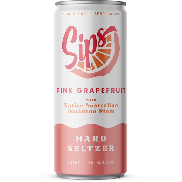 Sips Hard Seltzer Pink Grapefruit Can 250ml
