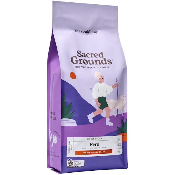 Sacred Grounds Single Origin Peru Coffee Beans 1kg