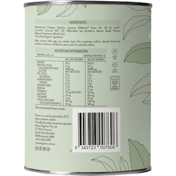 Nutra Organics Collagen Matcha Latte Powder 100g