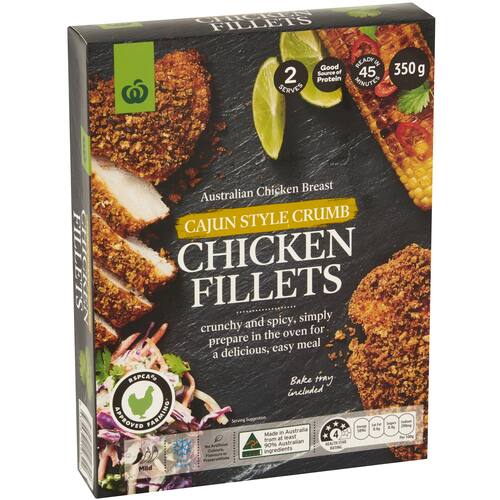 Woolworths Chicken Breast Fillets Cajun Style Crumb 350g bunch