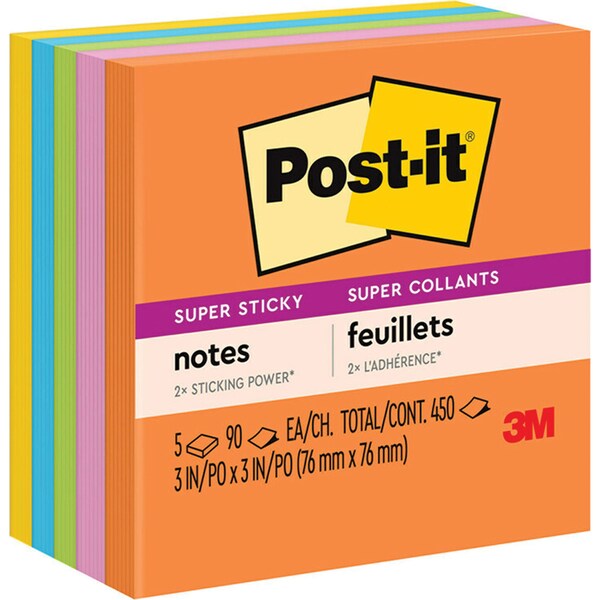 Post-it Super Sticky Notes 76 x 76mm Rio de Janeiro 90 sheets 5 pack