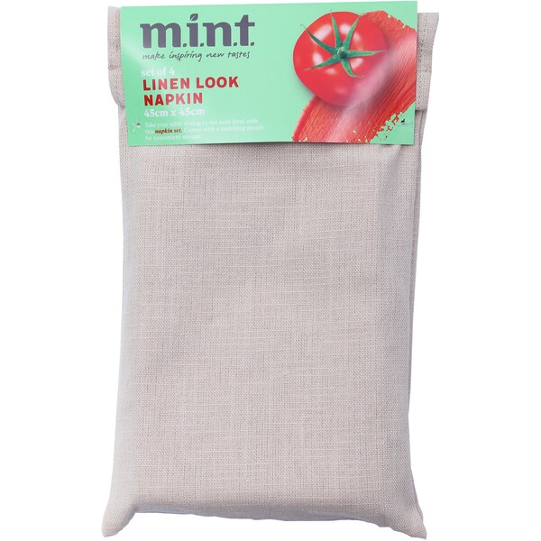 MINT Linen Look Napkin Set 45cm x 45cm Assorted 4 pack