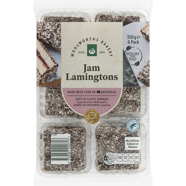 Woolworths Jam Filled Lamingtons 6 pack