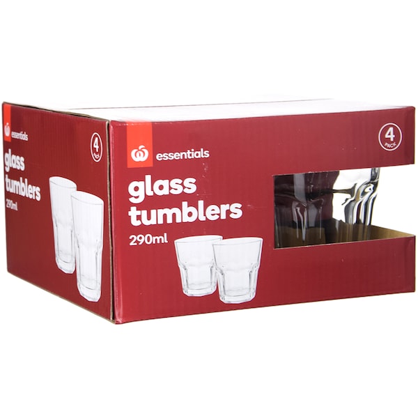 Essentials Glass Tumblers 290ml 4 pack