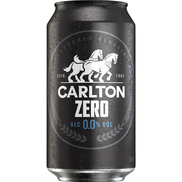 Carlton Zero Non Alc Beer Can 375mL