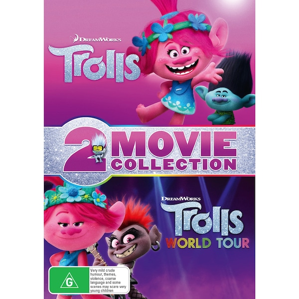 2 Movie Pack (Trolls (2016)/ Trolls World Tour) 2 Disc-Dvd Each