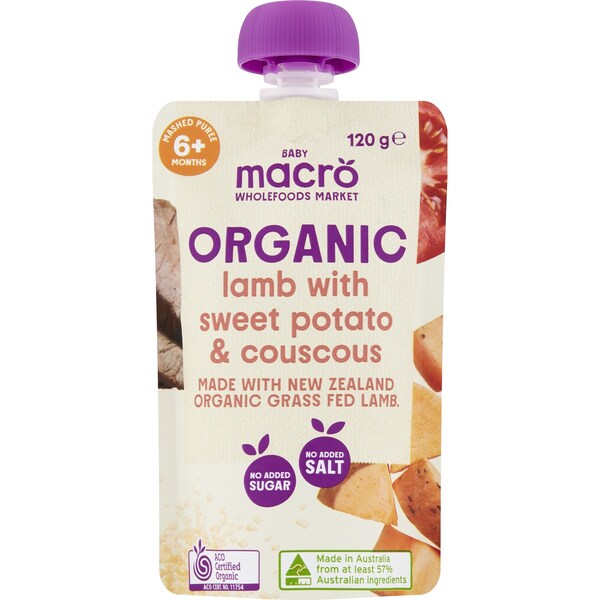 Macro Organic Baby Food Lamb with Sweet Potato & Couscous 6m 120g